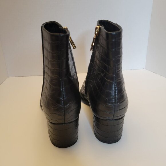 J. McLaughlin Black Croc-Embossed Ankle Boots - Picture 9 of 12